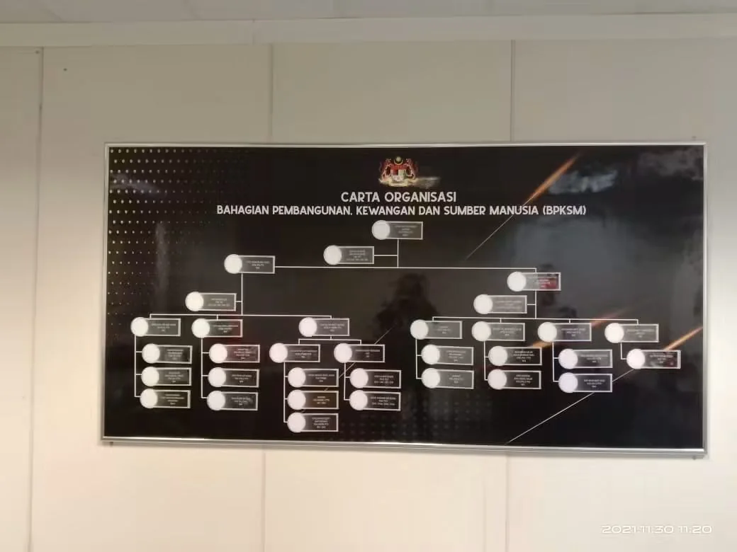 Carta organisasi kemasan gelap — hasil kerja Citra Minda